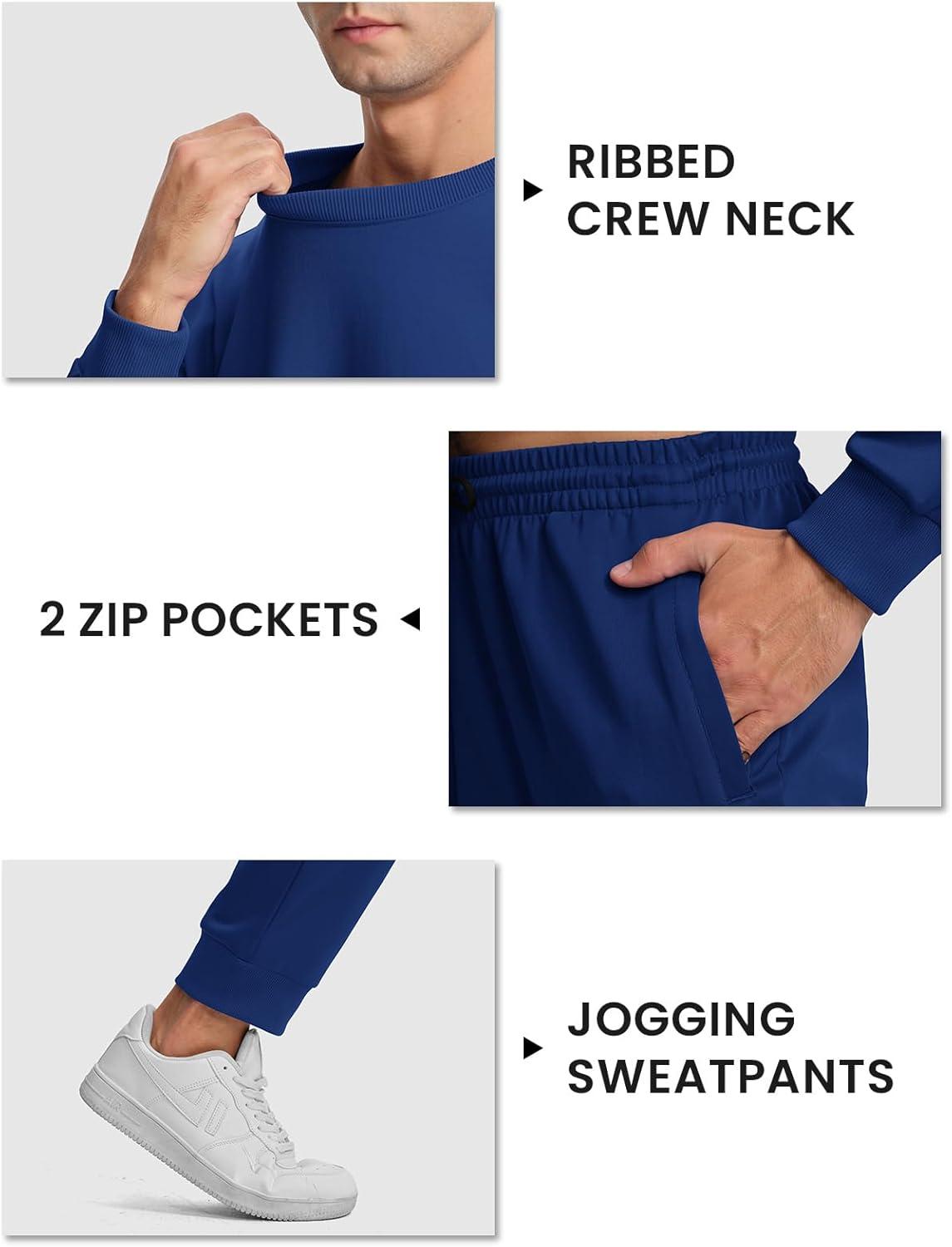 imageTBMPOY Mens Sweatsuits 2 Piece Set Tracksuits Jogging Outfits Long Sleeve Tops Jogger Pants Sweat Track Suits Casual AthleticRoyal Blue