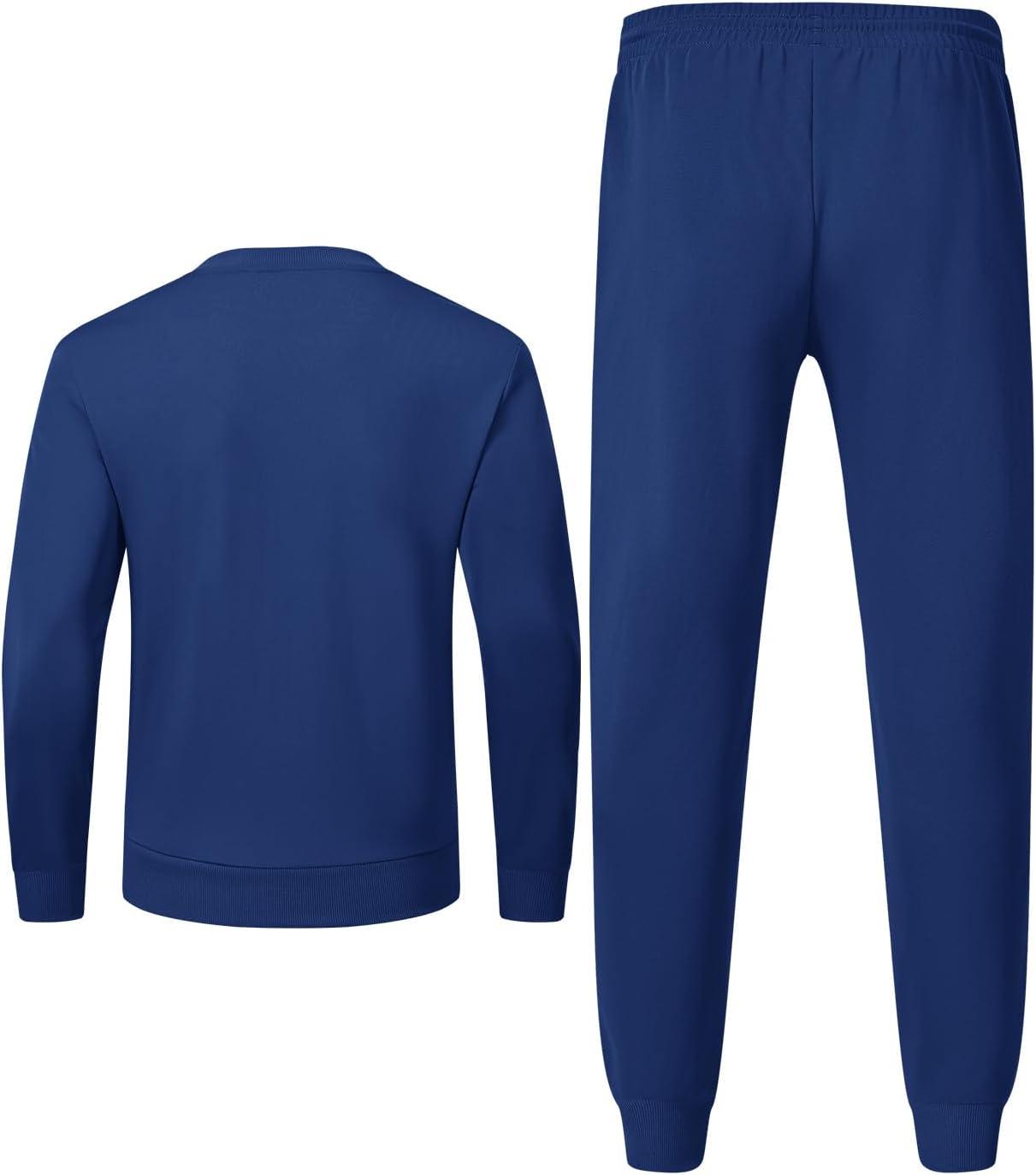 imageTBMPOY Mens Sweatsuits 2 Piece Set Tracksuits Jogging Outfits Long Sleeve Tops Jogger Pants Sweat Track Suits Casual AthleticRoyal Blue