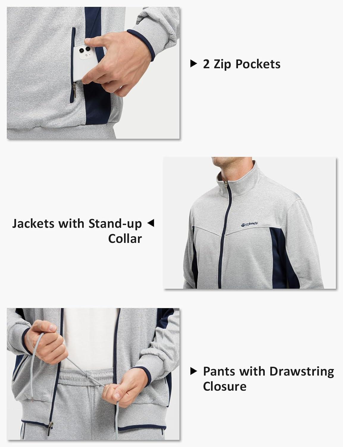 imageTBMPOY Mens Tracksuits Sweatsuits for Men Sweat Track Suits 2 Piece Casual Athletic Jogging Warm Up Full Zip Sets01 Grey