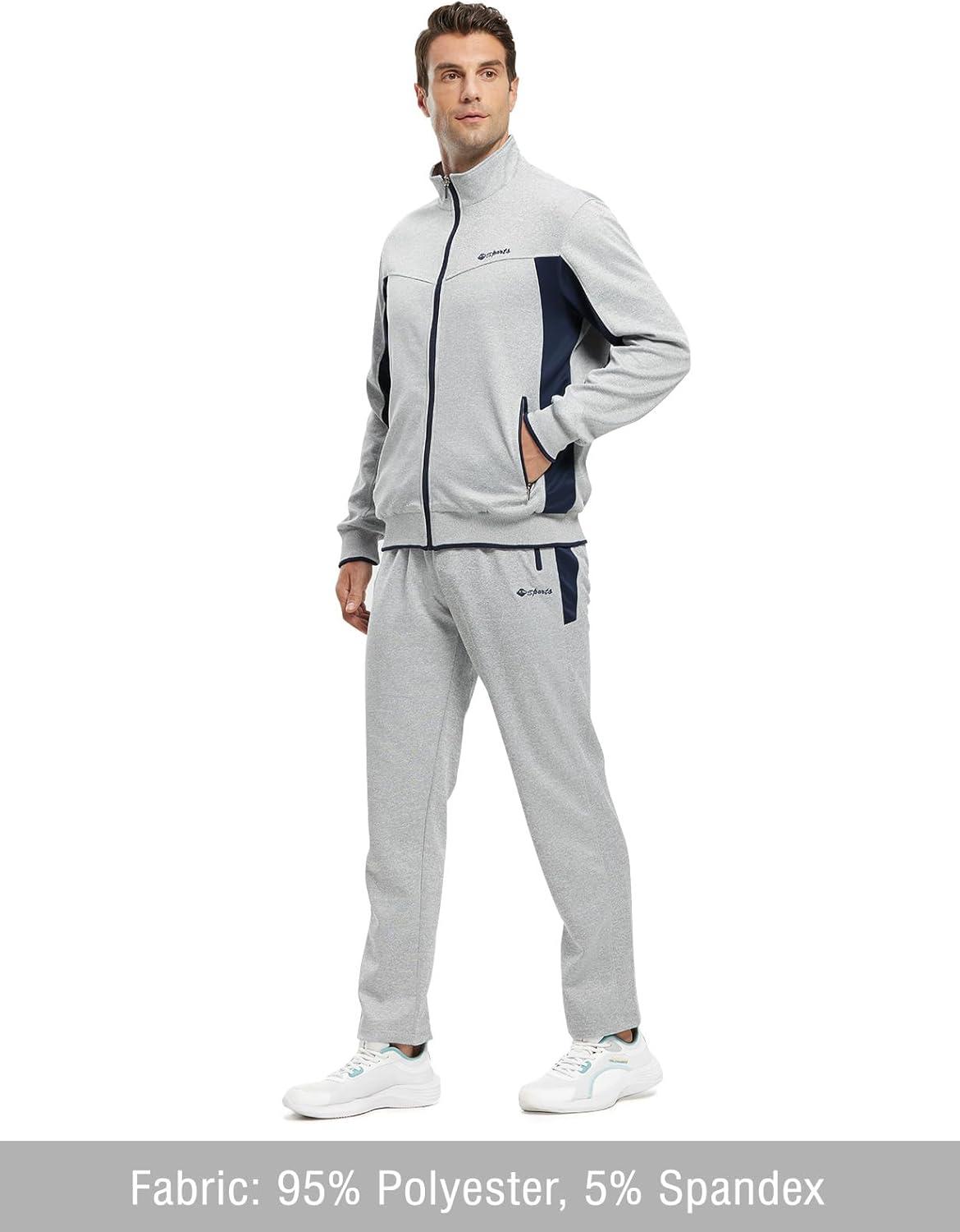 imageTBMPOY Mens Tracksuits Sweatsuits for Men Sweat Track Suits 2 Piece Casual Athletic Jogging Warm Up Full Zip Sets01 Grey