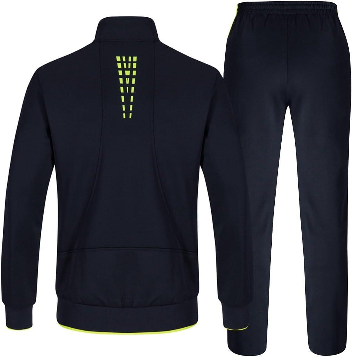 imageTBMPOY Mens Tracksuits Sweatsuits for Men Sweat Track Suits 2 Piece Casual Athletic Jogging Warm Up Full Zip Sets01 Navyfluorescent Green
