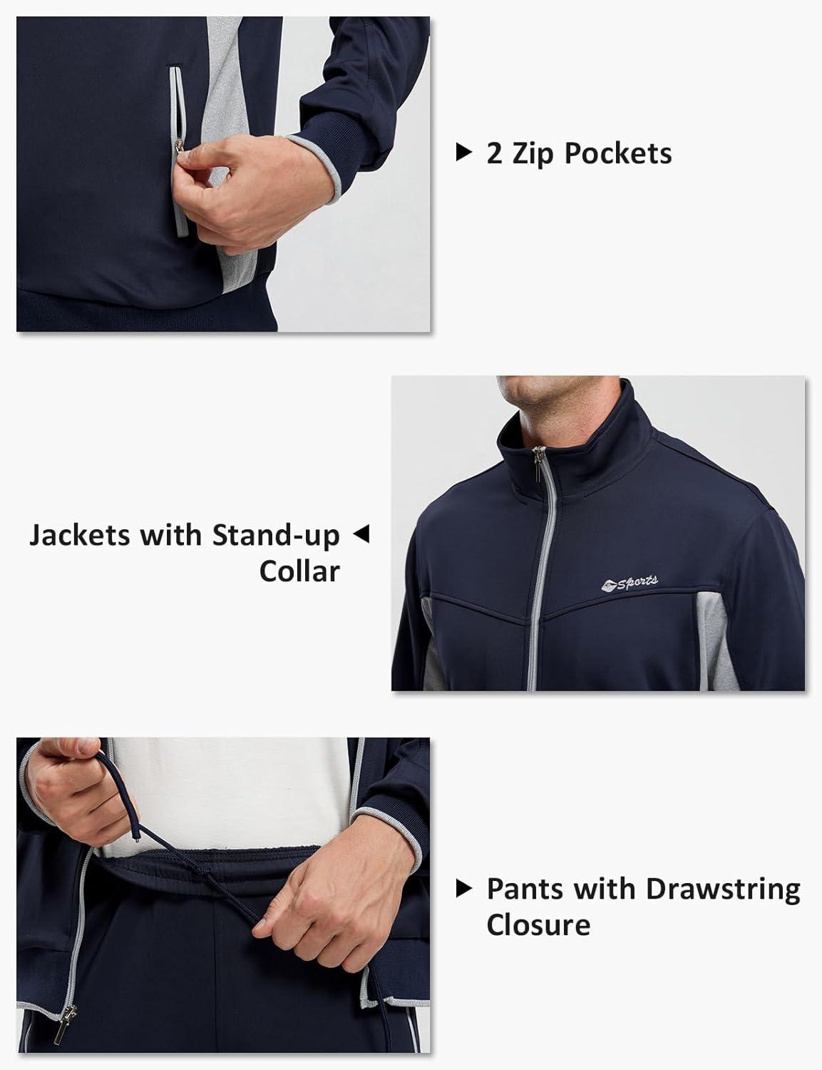 imageTBMPOY Mens Tracksuits Sweatsuits for Men Sweat Track Suits 2 Piece Casual Athletic Jogging Warm Up Full Zip Sets01 Navygrey