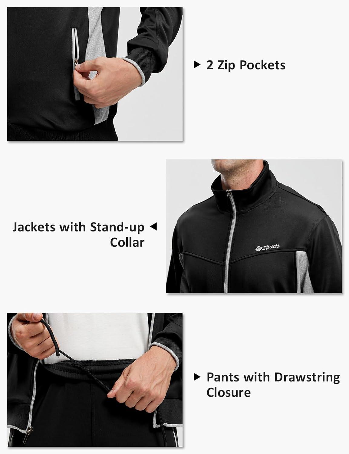 imageTBMPOY Mens Tracksuits Sweatsuits for Men Sweat Track Suits 2 Piece Casual Athletic Jogging Warm Up Full Zip Sets03 Blacklight Grey