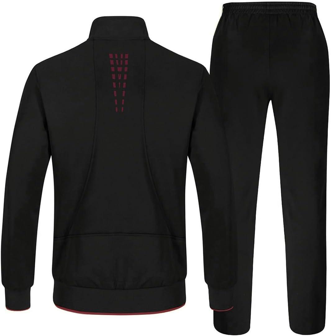 imageTBMPOY Mens Tracksuits Sweatsuits for Men Sweat Track Suits 2 Piece Casual Athletic Jogging Warm Up Full Zip Sets03 Blackwine Red