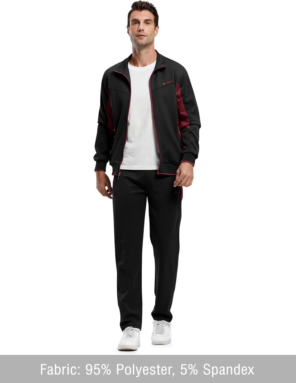 imageTBMPOY Mens Tracksuits Sweatsuits for Men Sweat Track Suits 2 Piece Casual Athletic Jogging Warm Up Full Zip Sets03 Blackwine Red