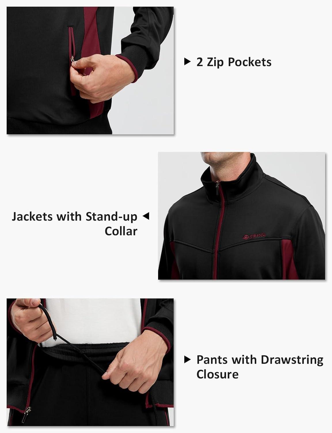 imageTBMPOY Mens Tracksuits Sweatsuits for Men Sweat Track Suits 2 Piece Casual Athletic Jogging Warm Up Full Zip Sets03 Blackwine Red