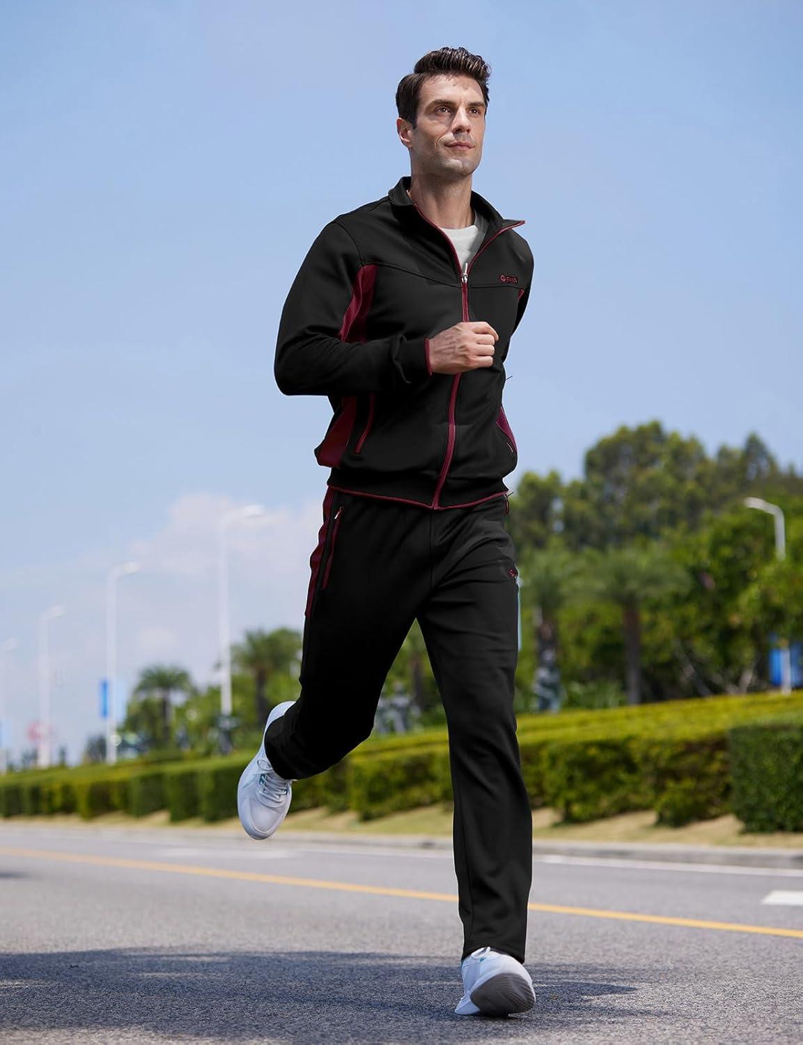 imageTBMPOY Mens Tracksuits Sweatsuits for Men Sweat Track Suits 2 Piece Casual Athletic Jogging Warm Up Full Zip Sets03 Blackwine Red