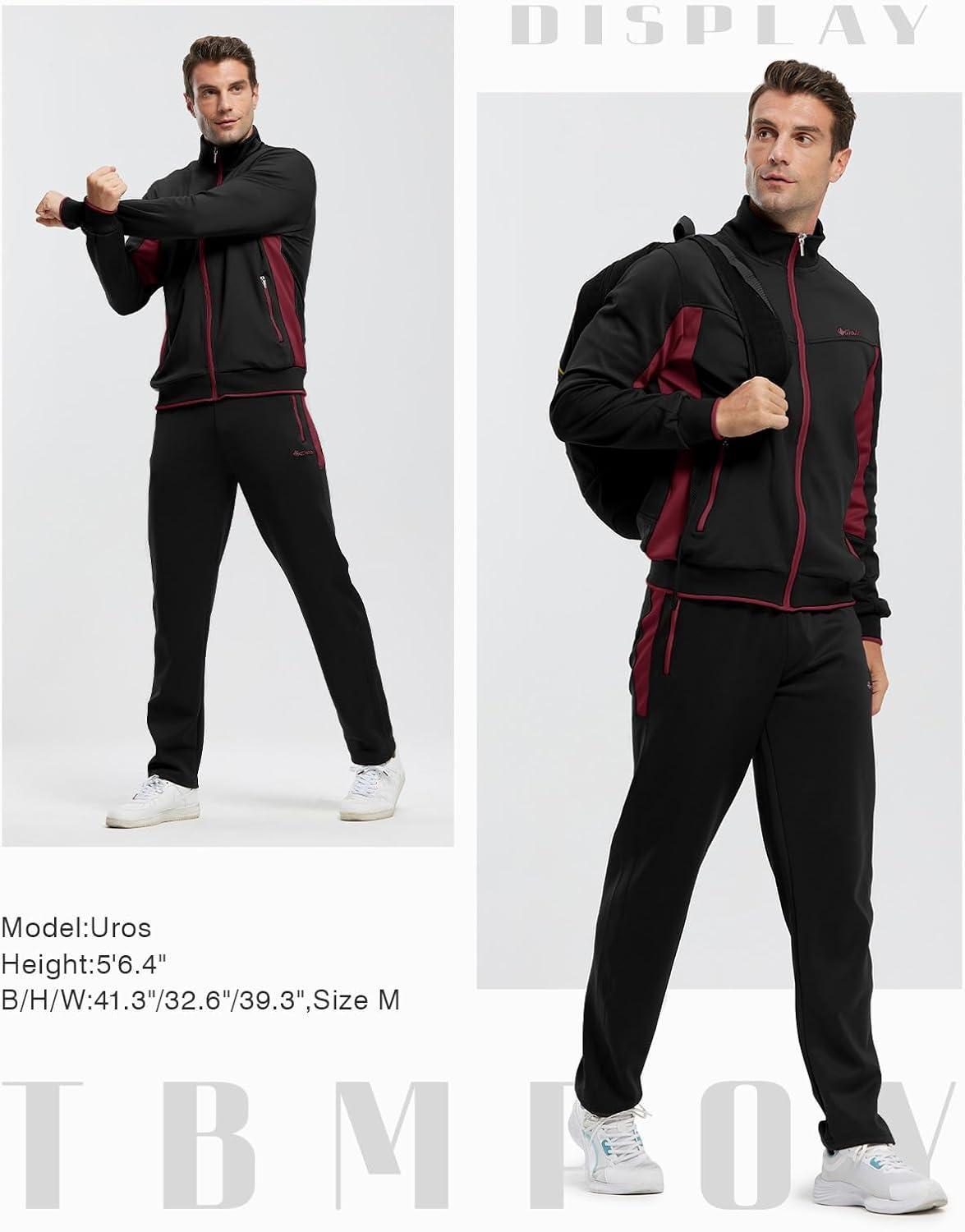 imageTBMPOY Mens Tracksuits Sweatsuits for Men Sweat Track Suits 2 Piece Casual Athletic Jogging Warm Up Full Zip Sets03 Blackwine Red