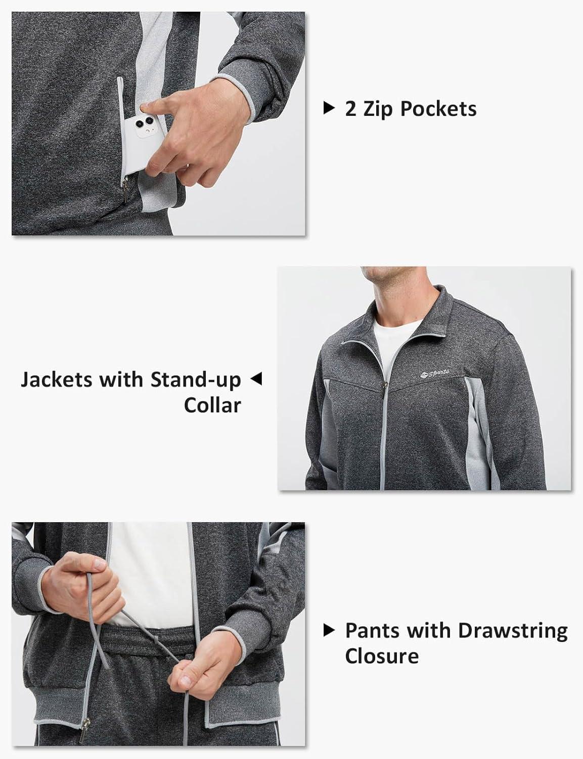 imageTBMPOY Mens Tracksuits Sweatsuits for Men Sweat Track Suits 2 Piece Casual Athletic Jogging Warm Up Full Zip Sets03 Dark Greylight Grey