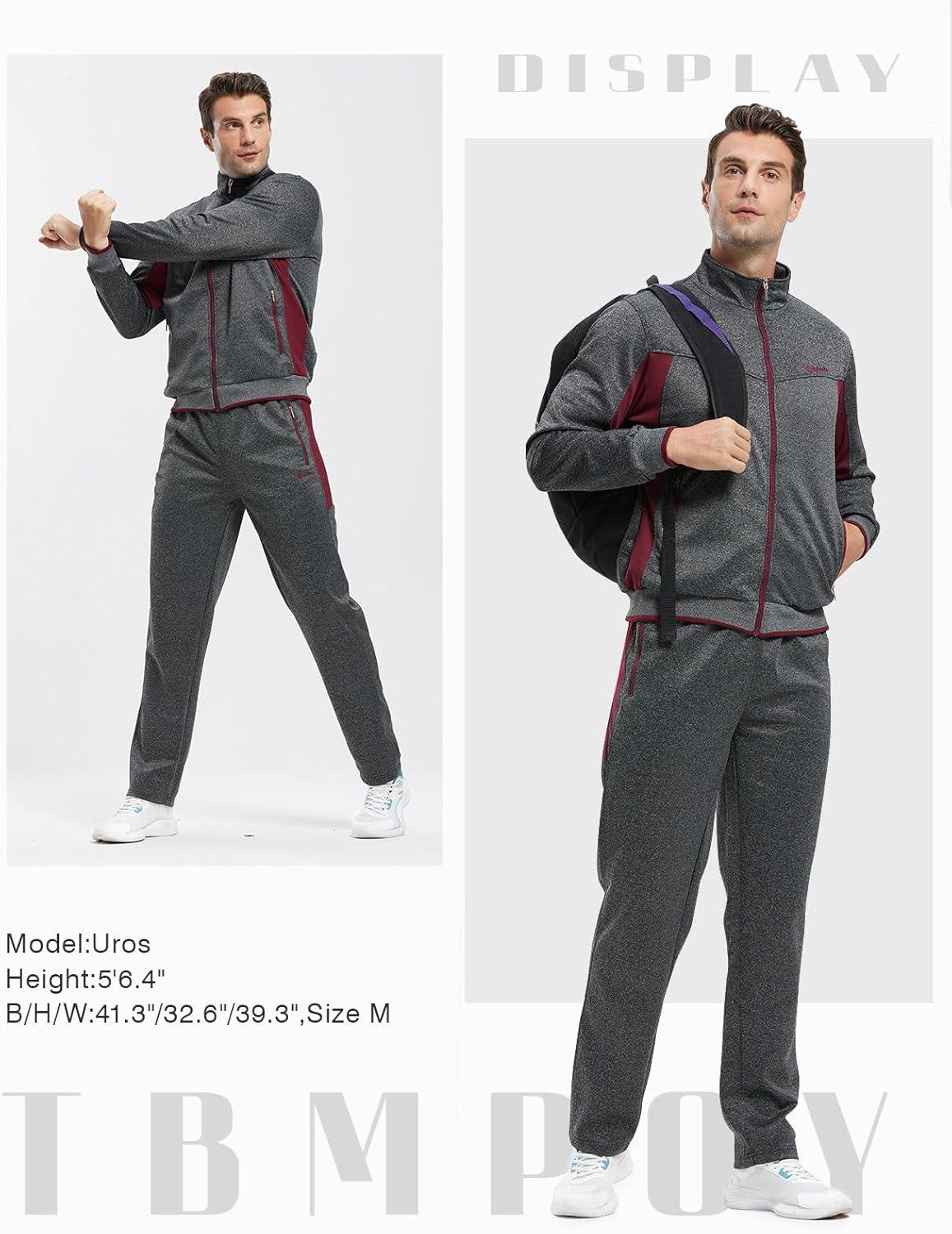 imageTBMPOY Mens Tracksuits Sweatsuits for Men Sweat Track Suits 2 Piece Casual Athletic Jogging Warm Up Full Zip Sets03 Dark Greywine Red