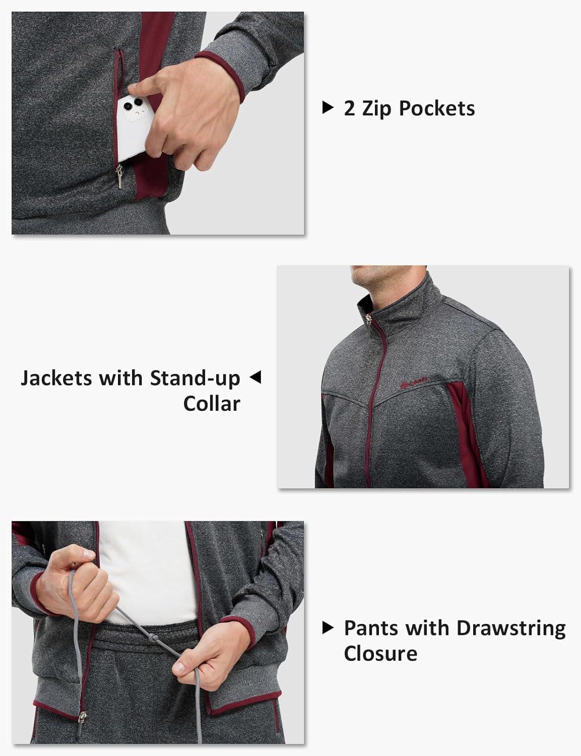 imageTBMPOY Mens Tracksuits Sweatsuits for Men Sweat Track Suits 2 Piece Casual Athletic Jogging Warm Up Full Zip Sets03 Dark Greywine Red