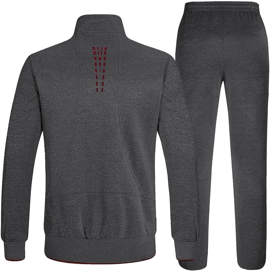imageTBMPOY Mens Tracksuits Sweatsuits for Men Sweat Track Suits 2 Piece Casual Athletic Jogging Warm Up Full Zip Sets03 Dark Greywine Red