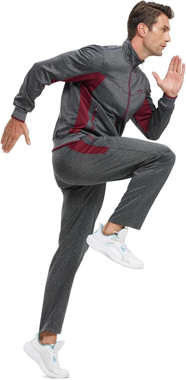 imageTBMPOY Mens Tracksuits Sweatsuits for Men Sweat Track Suits 2 Piece Casual Athletic Jogging Warm Up Full Zip Sets03 Dark Greywine Red