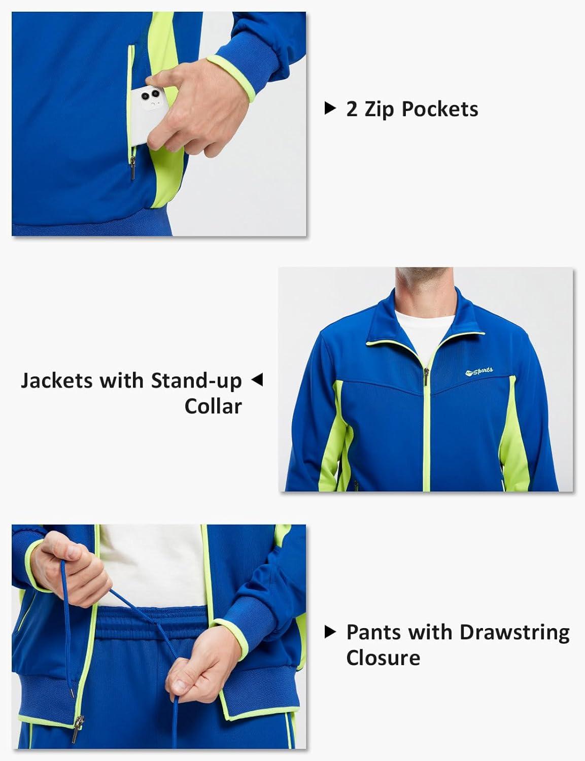 imageTBMPOY Mens Tracksuits Sweatsuits for Men Sweat Track Suits 2 Piece Casual Athletic Jogging Warm Up Full Zip Sets03 Royal Bluegreen