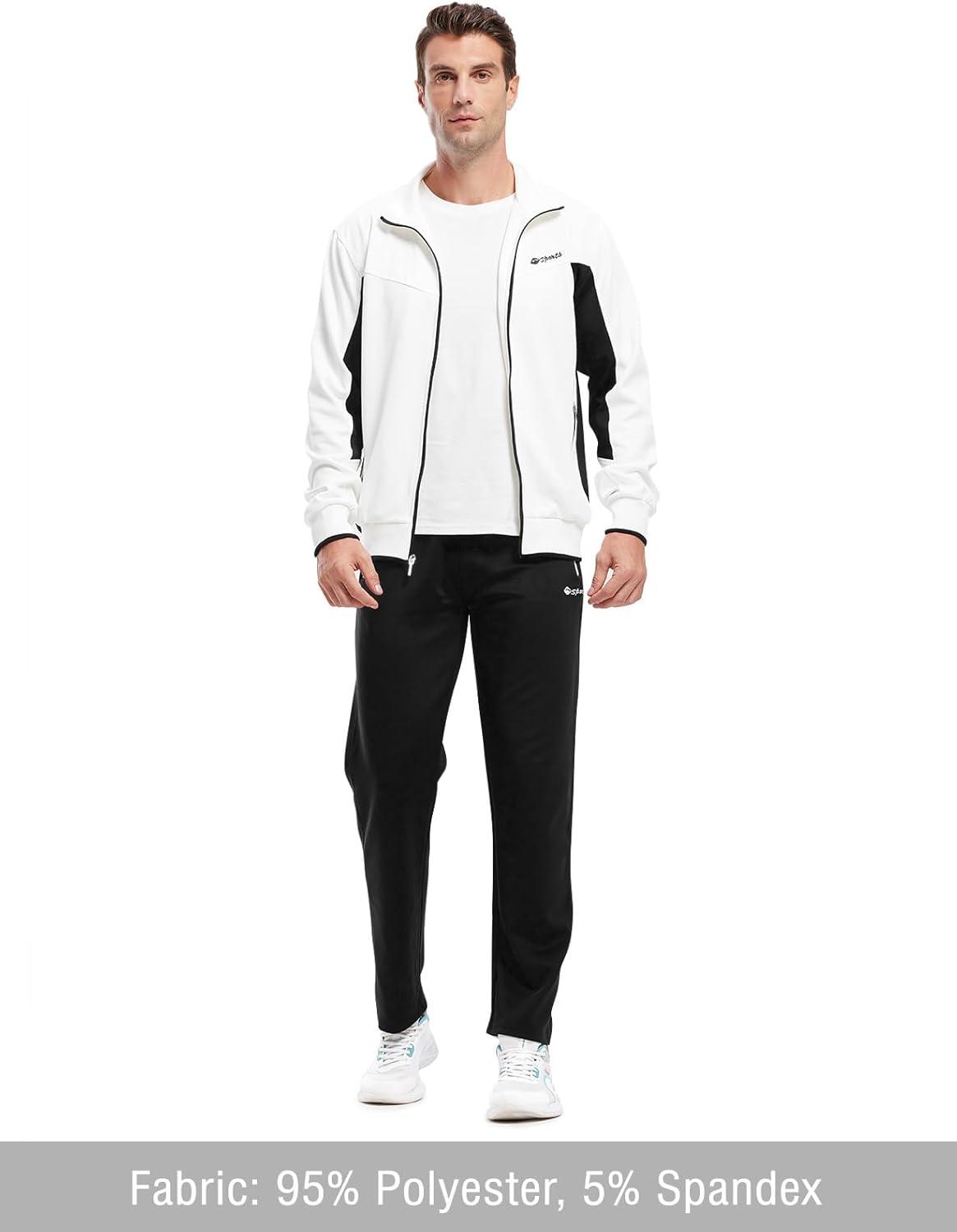 imageTBMPOY Mens Tracksuits Sweatsuits for Men Sweat Track Suits 2 Piece Casual Athletic Jogging Warm Up Full Zip Sets03 Whiteblack