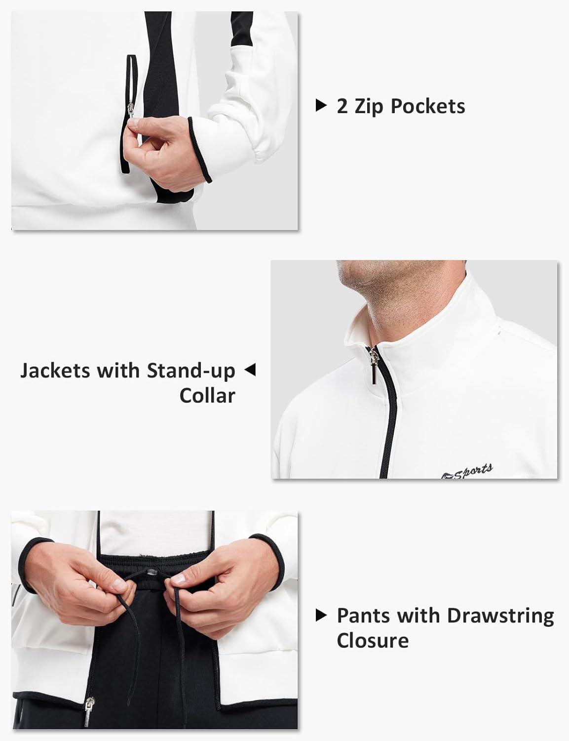 imageTBMPOY Mens Tracksuits Sweatsuits for Men Sweat Track Suits 2 Piece Casual Athletic Jogging Warm Up Full Zip Sets03 Whiteblack