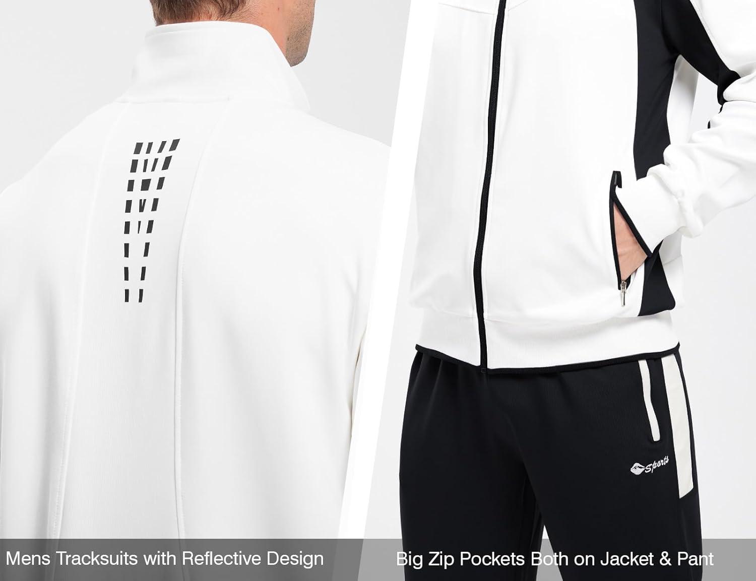 imageTBMPOY Mens Tracksuits Sweatsuits for Men Sweat Track Suits 2 Piece Casual Athletic Jogging Warm Up Full Zip Sets03 Whiteblack
