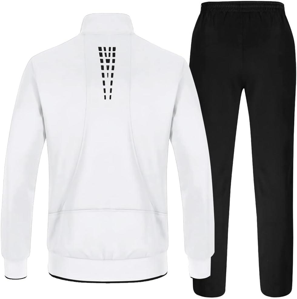 imageTBMPOY Mens Tracksuits Sweatsuits for Men Sweat Track Suits 2 Piece Casual Athletic Jogging Warm Up Full Zip Sets03 Whiteblack