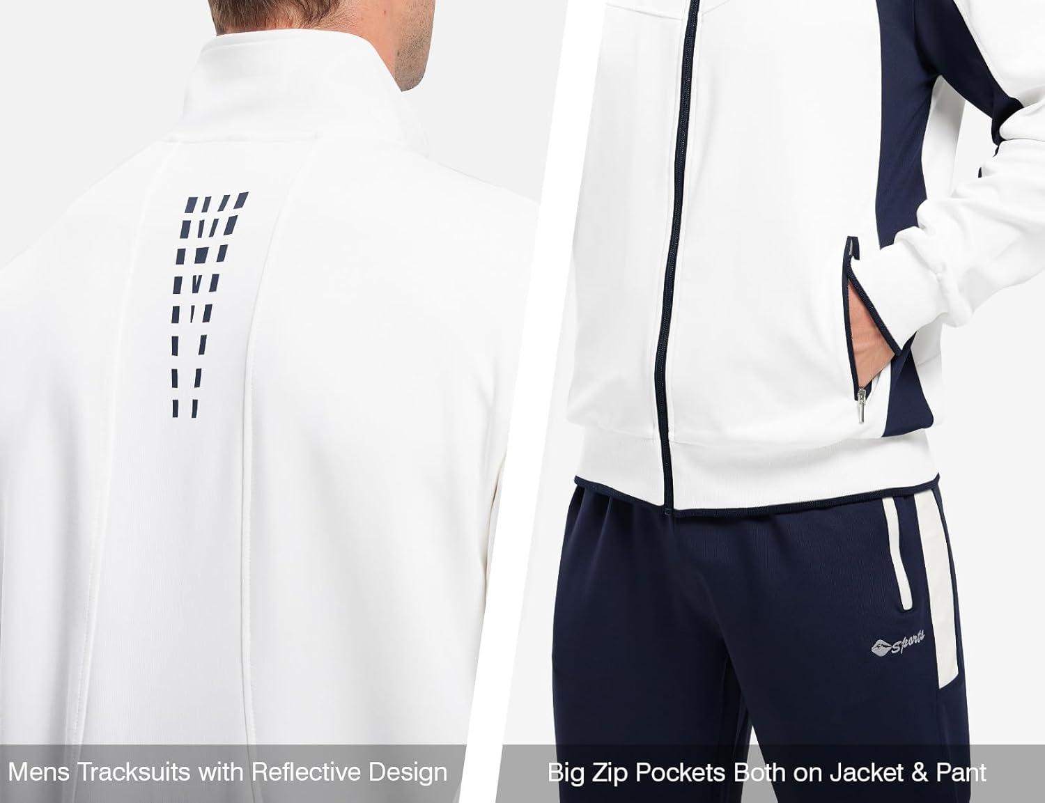 imageTBMPOY Mens Tracksuits Sweatsuits for Men Sweat Track Suits 2 Piece Casual Athletic Jogging Warm Up Full Zip Sets03 Whitedarl Blue