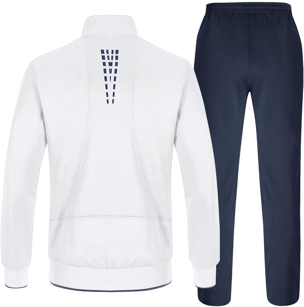 imageTBMPOY Mens Tracksuits Sweatsuits for Men Sweat Track Suits 2 Piece Casual Athletic Jogging Warm Up Full Zip Sets03 Whitedarl Blue