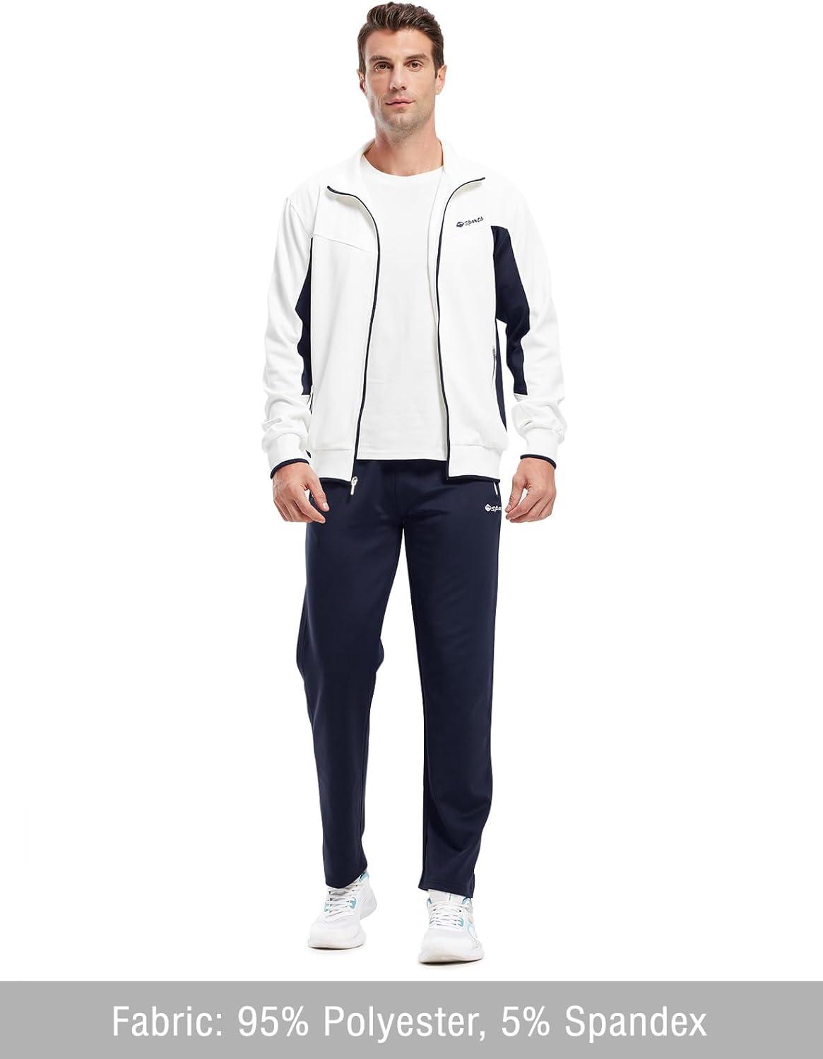imageTBMPOY Mens Tracksuits Sweatsuits for Men Sweat Track Suits 2 Piece Casual Athletic Jogging Warm Up Full Zip Sets03 Whitedarl Blue