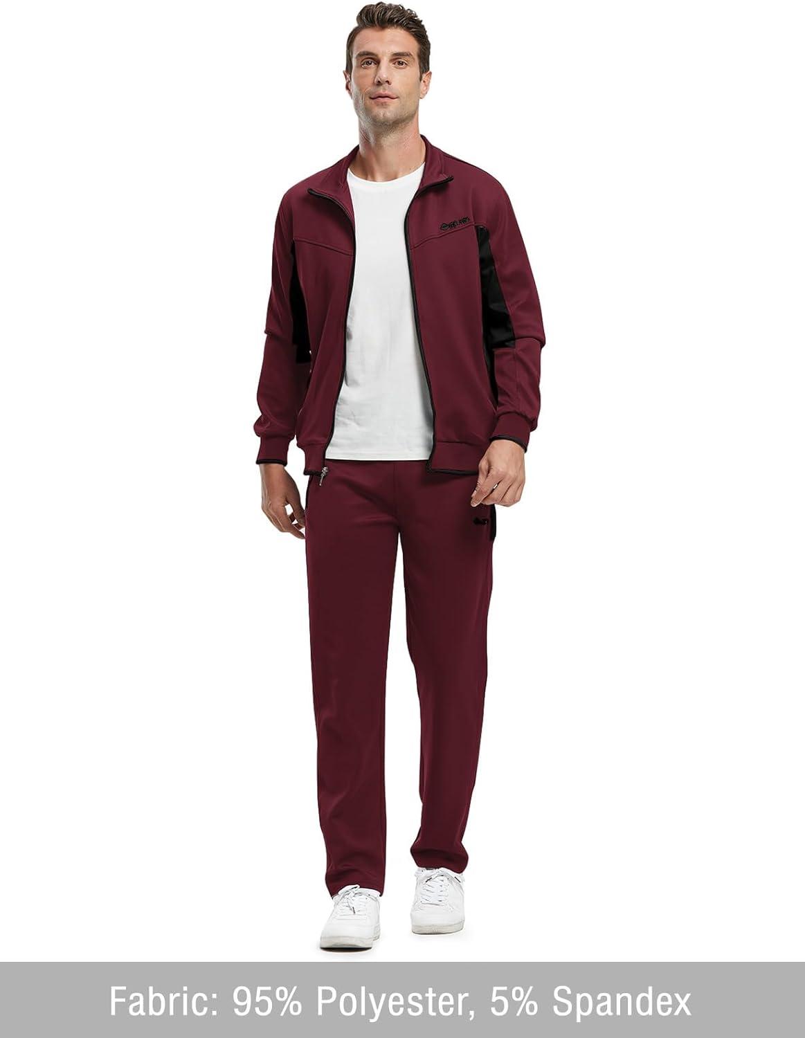 imageTBMPOY Mens Tracksuits Sweatsuits for Men Sweat Track Suits 2 Piece Casual Athletic Jogging Warm Up Full Zip Sets03 Wine Red