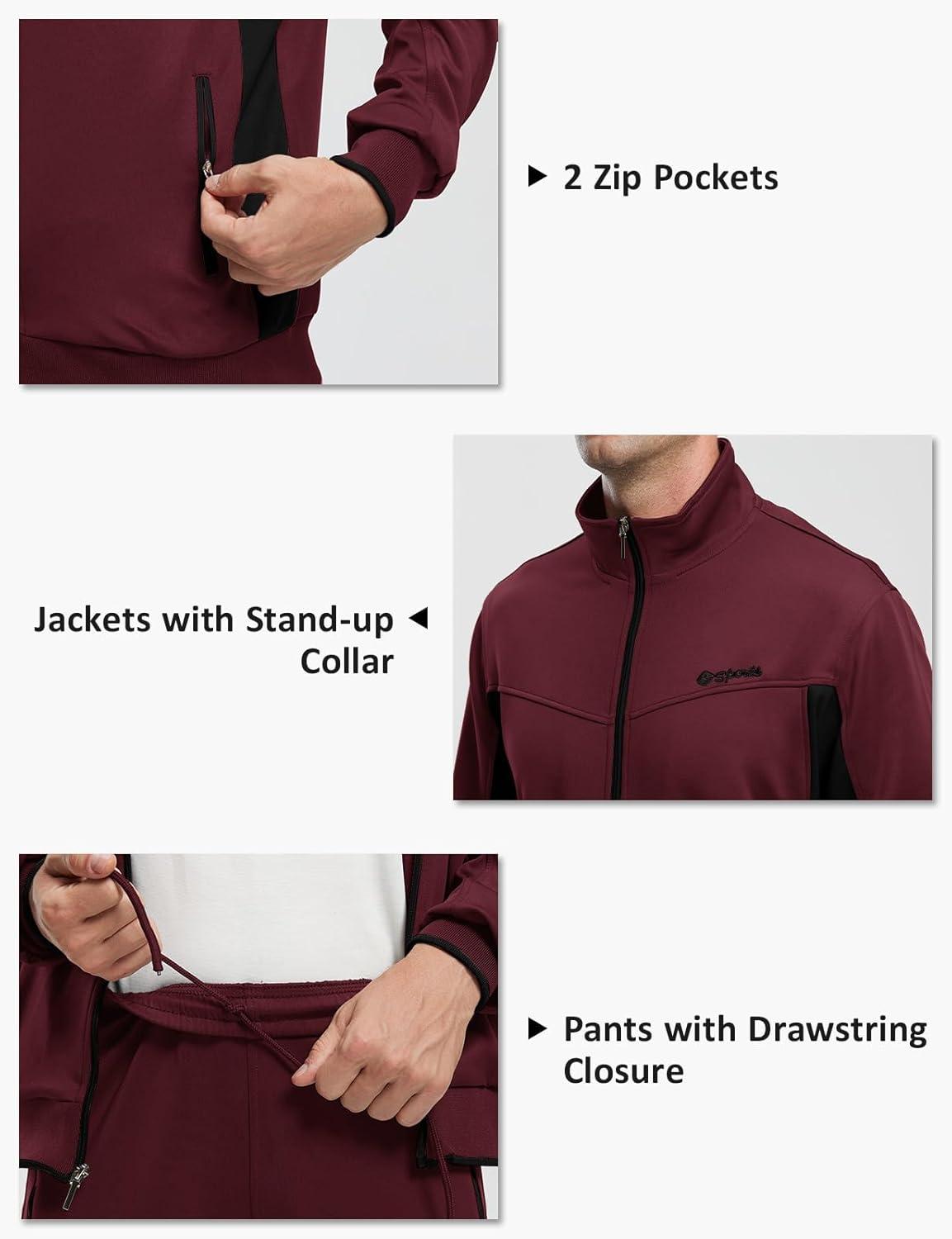 imageTBMPOY Mens Tracksuits Sweatsuits for Men Sweat Track Suits 2 Piece Casual Athletic Jogging Warm Up Full Zip Sets03 Wine Red