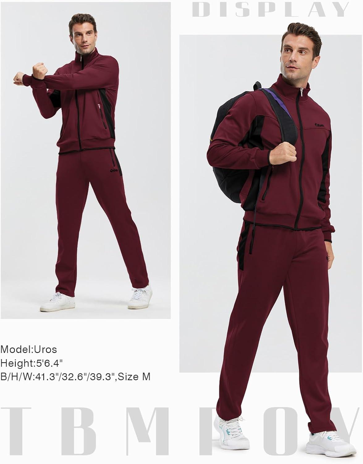 imageTBMPOY Mens Tracksuits Sweatsuits for Men Sweat Track Suits 2 Piece Casual Athletic Jogging Warm Up Full Zip Sets03 Wine Red