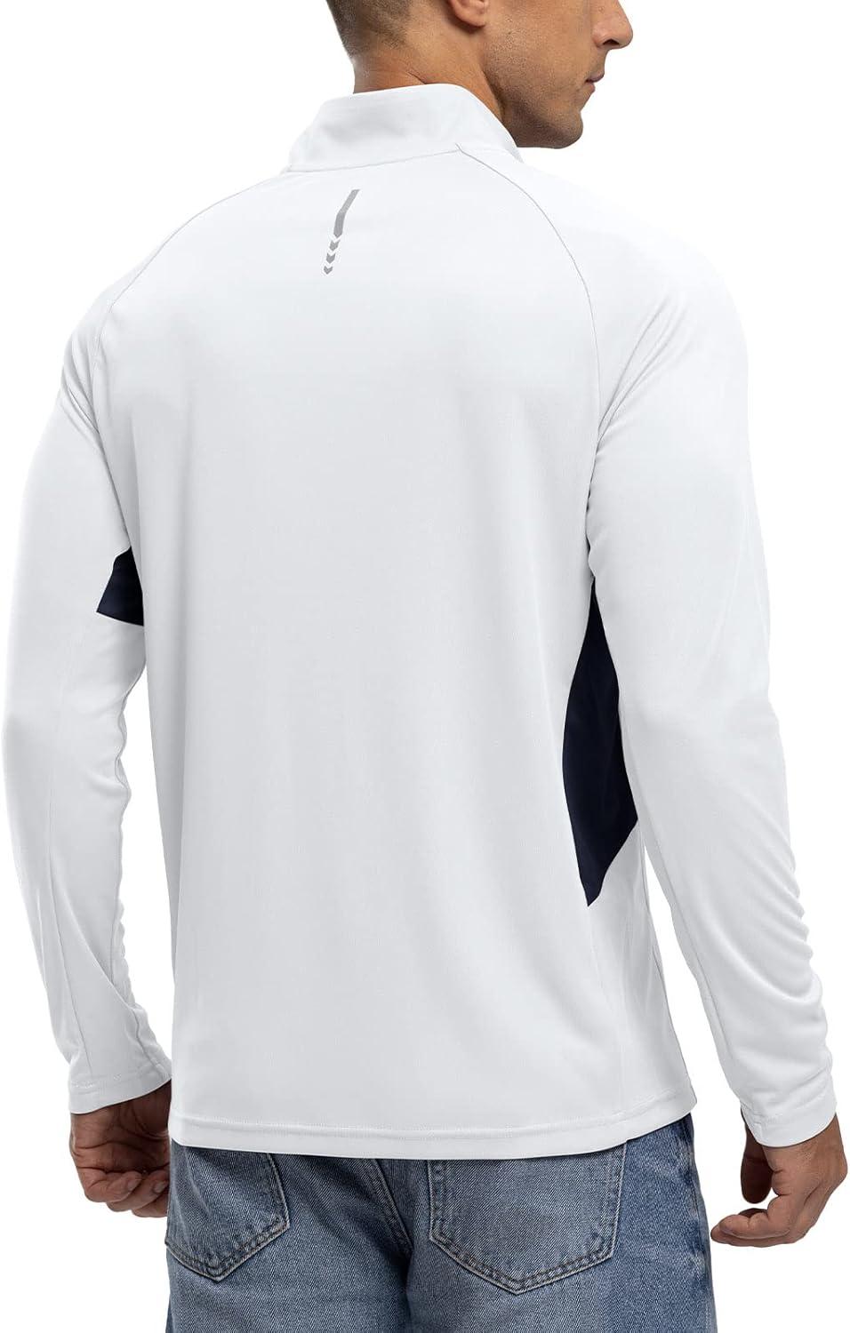 imageTBMPOY Mens UPF 50 Long Sleeve Shirts Pullover Sun Protection Rash Guard Fishing Golf Hiking Running 14 Zip T Shirt