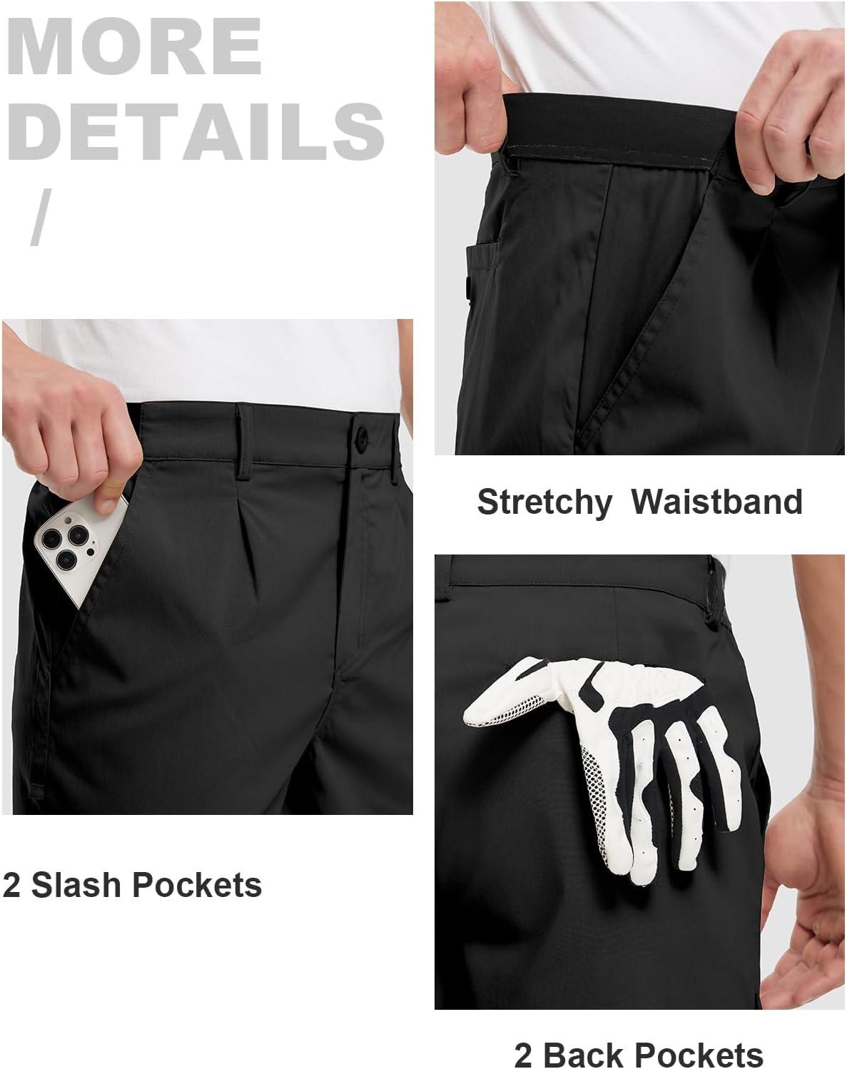 imageTBMPOY Mens Work Dress Shorts Golf Stretch Waistband Summer Pleated Casual Business Dressy Short for Men with PocketsBlack