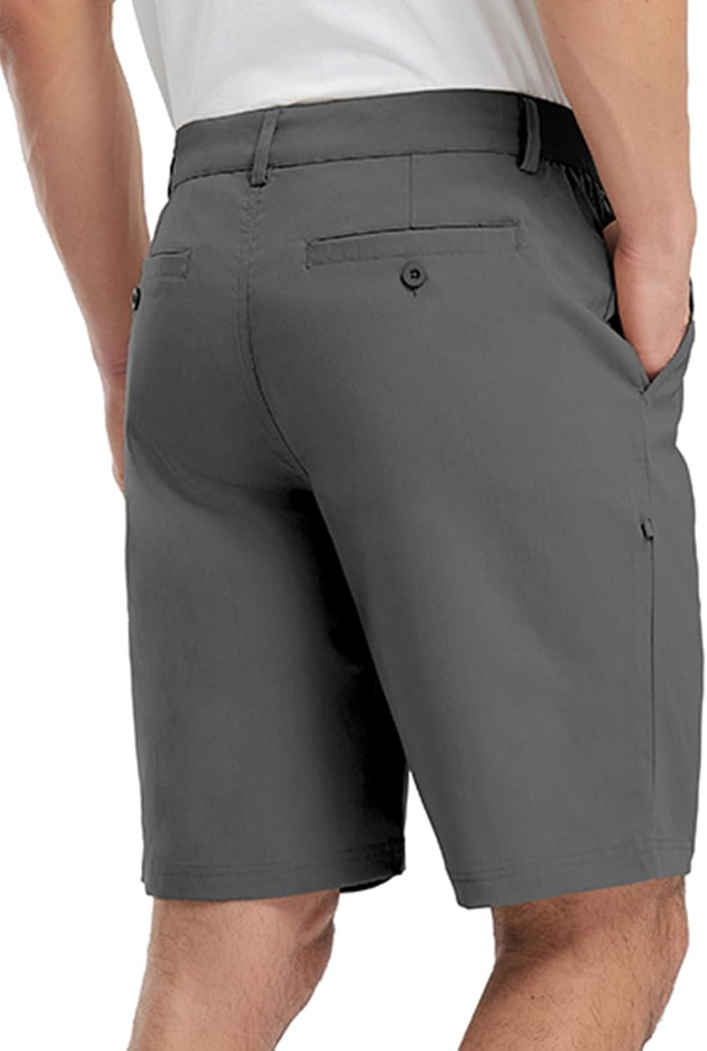 imageTBMPOY Mens Work Dress Shorts Golf Stretch Waistband Summer Pleated Casual Business Dressy Short for Men with PocketsDark Grey