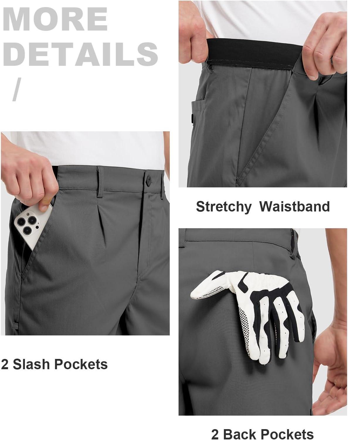 imageTBMPOY Mens Work Dress Shorts Golf Stretch Waistband Summer Pleated Casual Business Dressy Short for Men with PocketsDark Grey