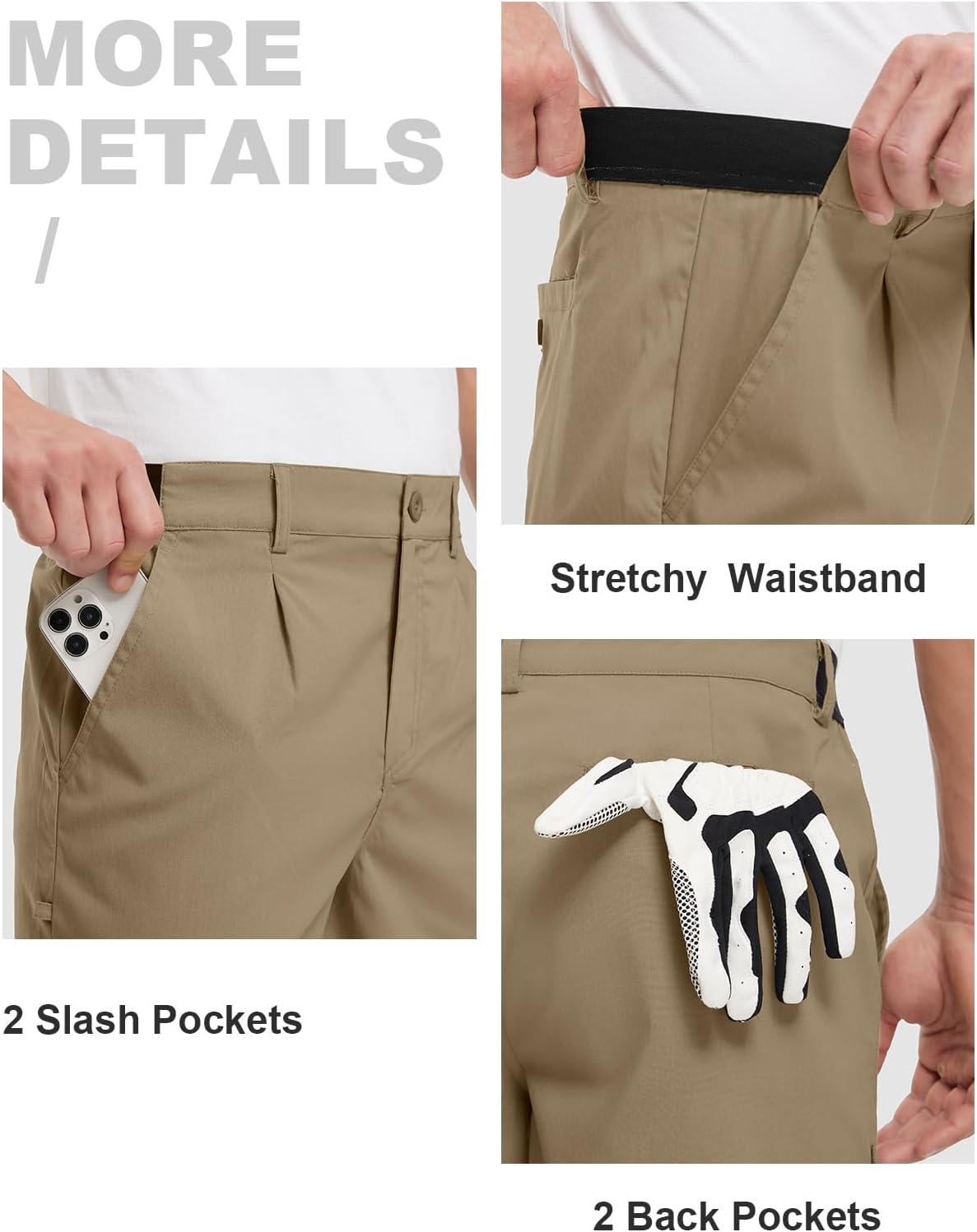 imageTBMPOY Mens Work Dress Shorts Golf Stretch Waistband Summer Pleated Casual Business Dressy Short for Men with PocketsKhaki