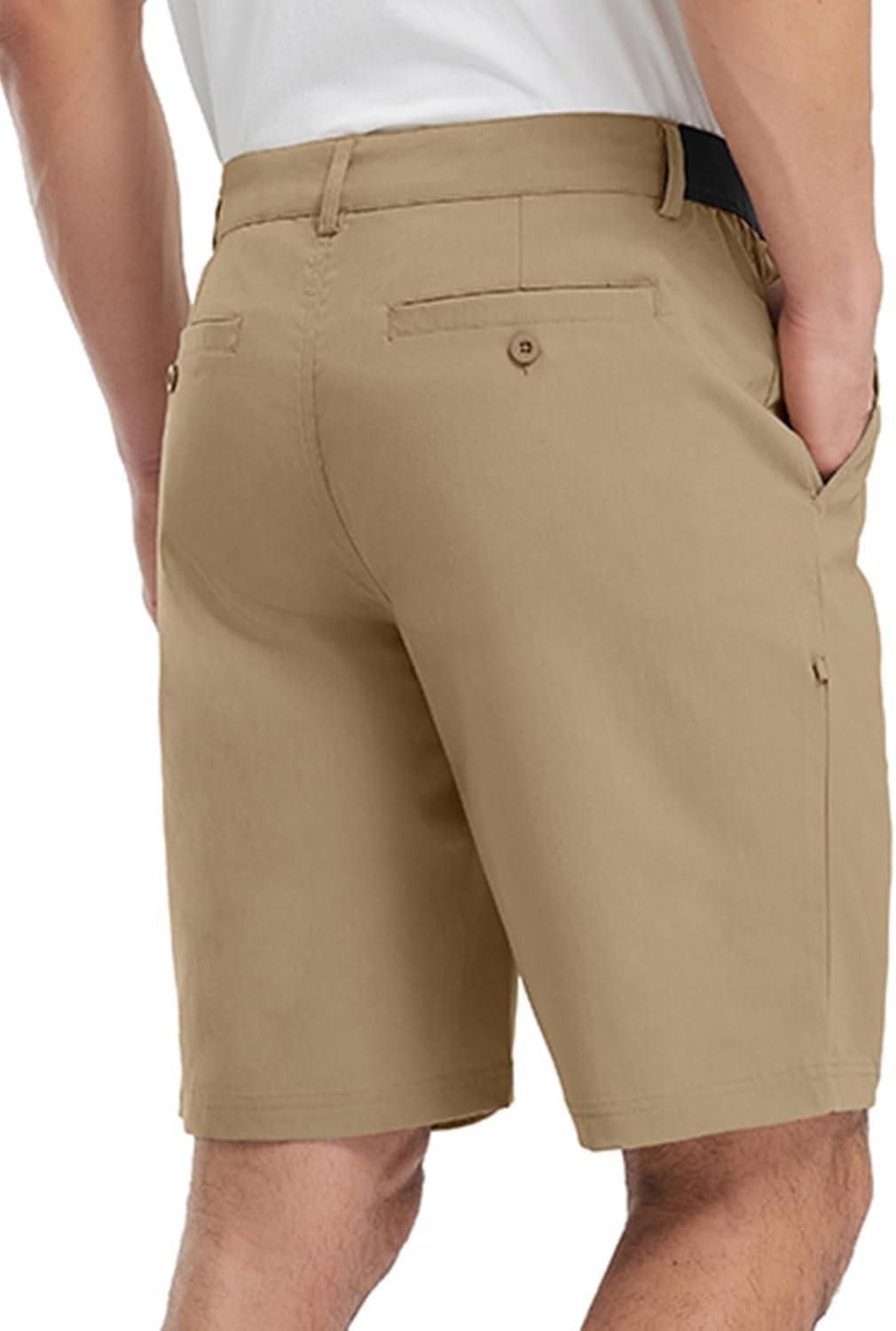 imageTBMPOY Mens Work Dress Shorts Golf Stretch Waistband Summer Pleated Casual Business Dressy Short for Men with PocketsKhaki