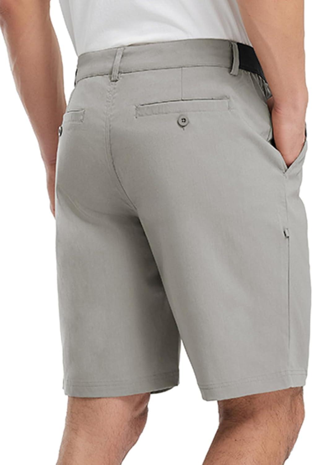 imageTBMPOY Mens Work Dress Shorts Golf Stretch Waistband Summer Pleated Casual Business Dressy Short for Men with PocketsLight Grey
