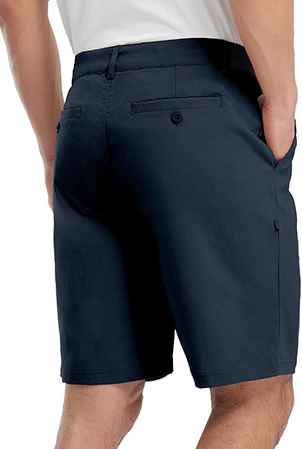 imageTBMPOY Mens Work Dress Shorts Golf Stretch Waistband Summer Pleated Casual Business Dressy Short for Men with PocketsNavy