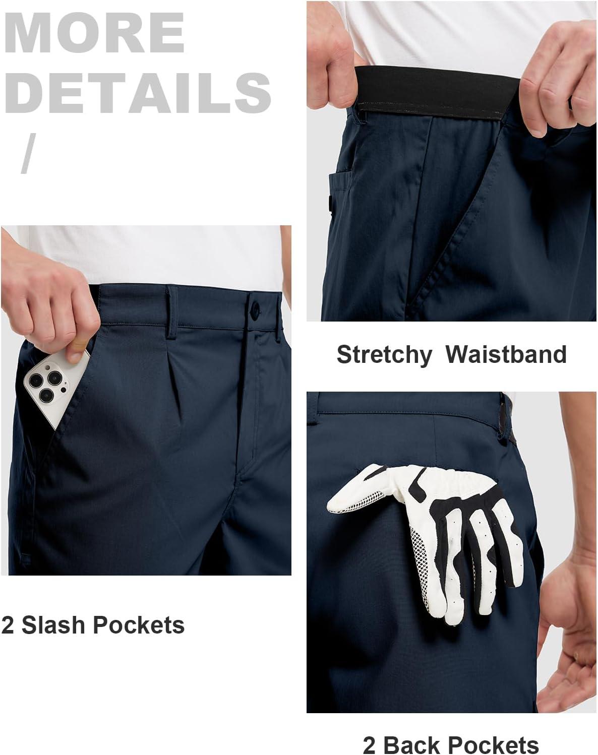 imageTBMPOY Mens Work Dress Shorts Golf Stretch Waistband Summer Pleated Casual Business Dressy Short for Men with PocketsNavy