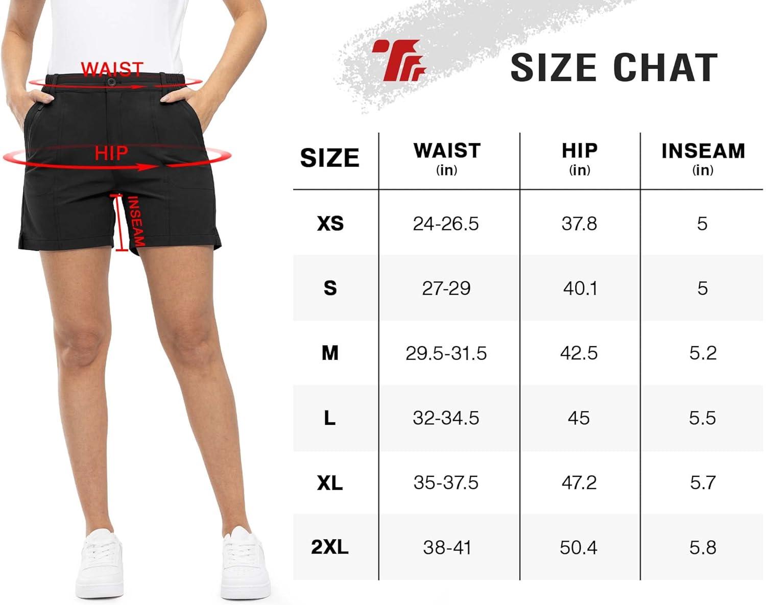 imageTBMPOY Womens 5 Golf Hiking Shorts Quick Dry with 5 Pockets Stretch Athletic Casual Summer Trip Water Resistant Black L