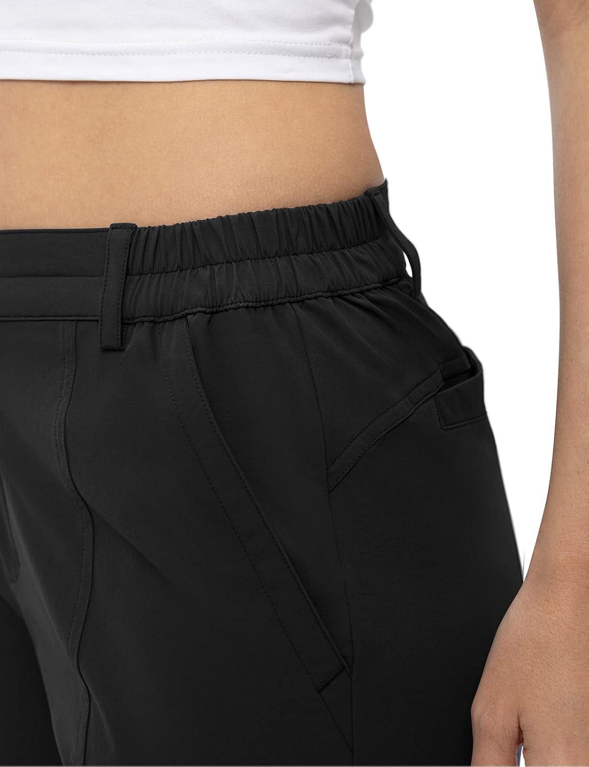 imageTBMPOY Womens 5 Golf Hiking Shorts Quick Dry with 5 Pockets Stretch Athletic Casual Summer Trip Water Resistant Black L