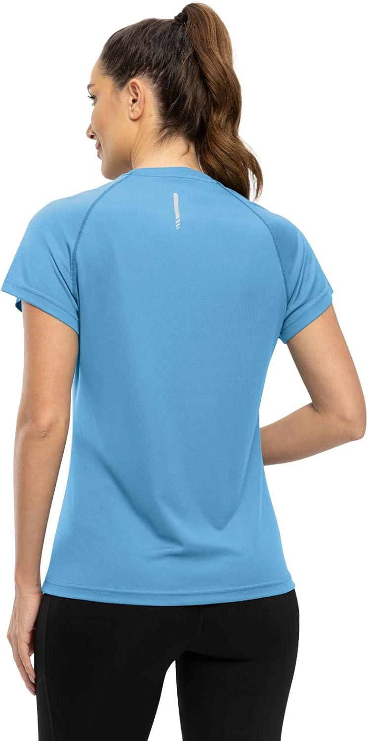 imageTBMPOY Womens Dry Fit Workout Shirts Short Sleeve Athletic Moisture Wicking TShirts UPF 50 Running Gym Active Tops Azure L