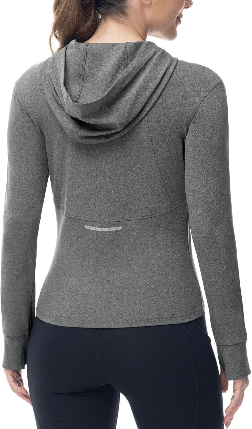 imageTBMPOY Womens Full Zip Hoodie Lightweight Athletic Jackets Slim Fit Workout Track Running Jacket with Thumb HolesGrey