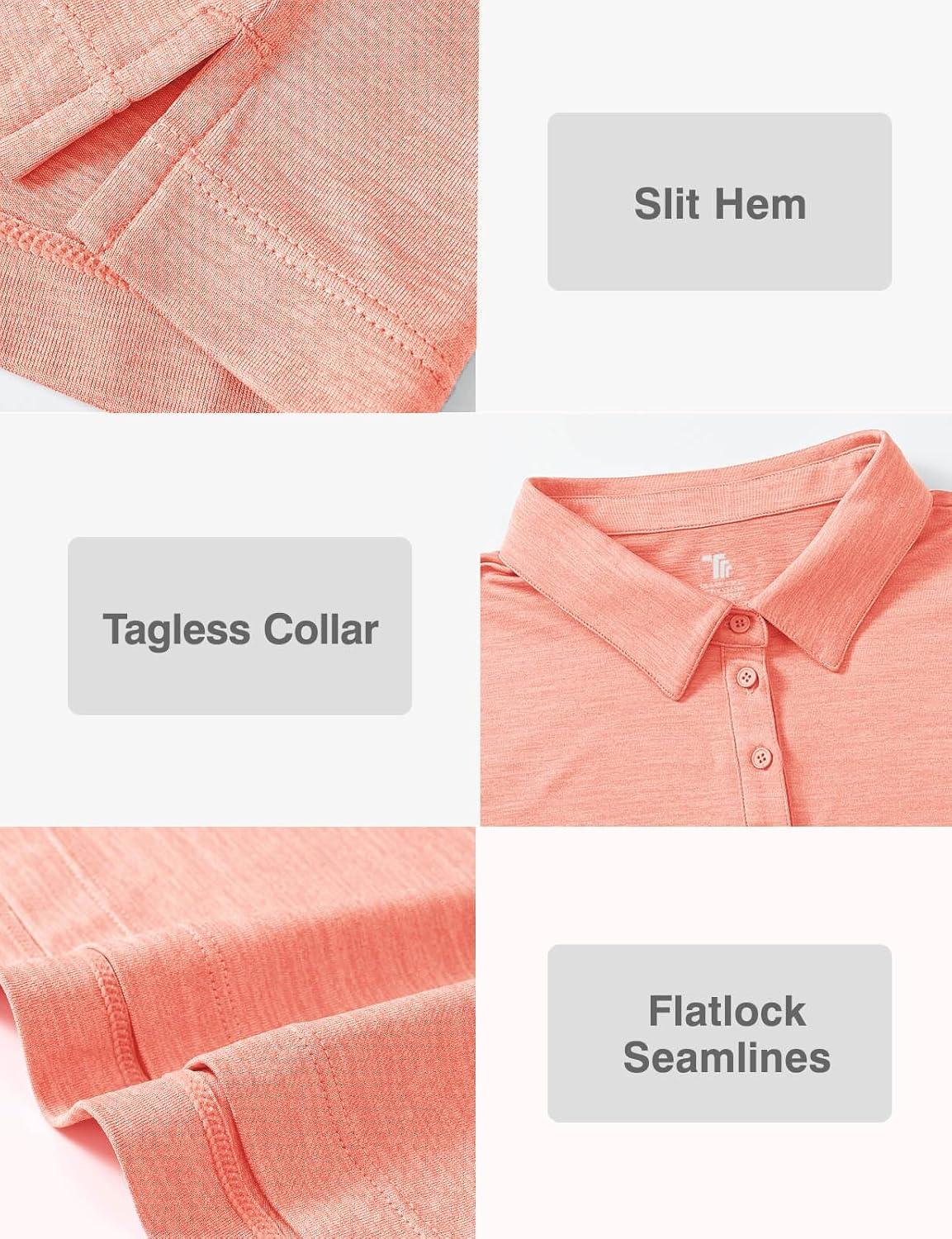 imageTBMPOY Womens Golf Polo Shirts Short Sleeve UPF 50 Dry Fit Athletic Tennis TShirts Zip Up Athletic Sports ShirtButton Pink