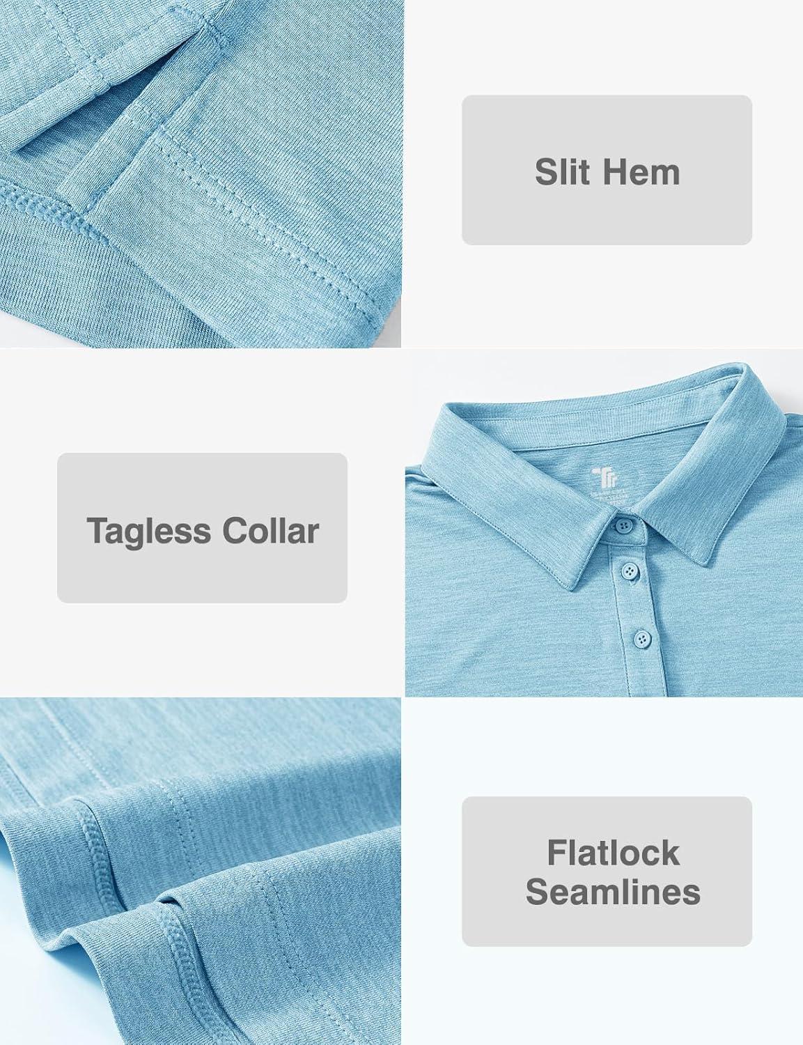 imageTBMPOY Womens Golf Polo Shirts Short Sleeve UPF 50 Dry Fit Athletic Tennis TShirts Zip Up Athletic Sports ShirtButton Sky Blue