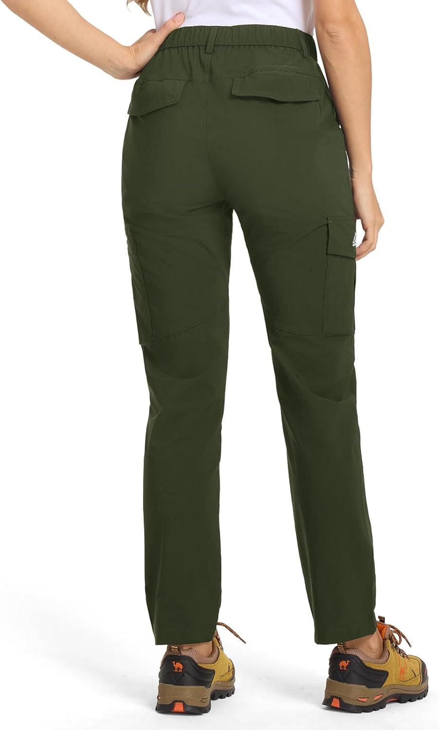 imageTBMPOY Womens Hiking Cargo Pants Lightweight Water Resistant Quick Dry Fishing Camping Travel Work Pant with 6 PocketsArmy Green