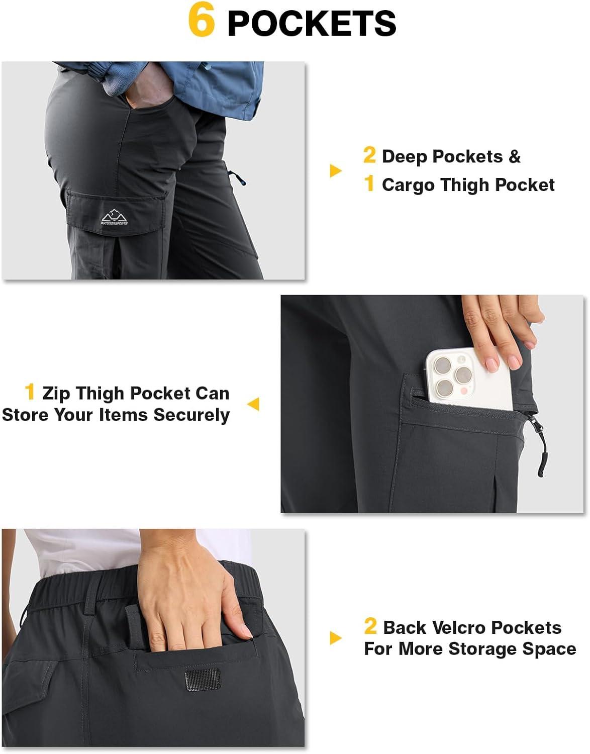 imageTBMPOY Womens Hiking Cargo Pants Lightweight Water Resistant Quick Dry Fishing Camping Travel Work Pant with 6 PocketsDark Grey