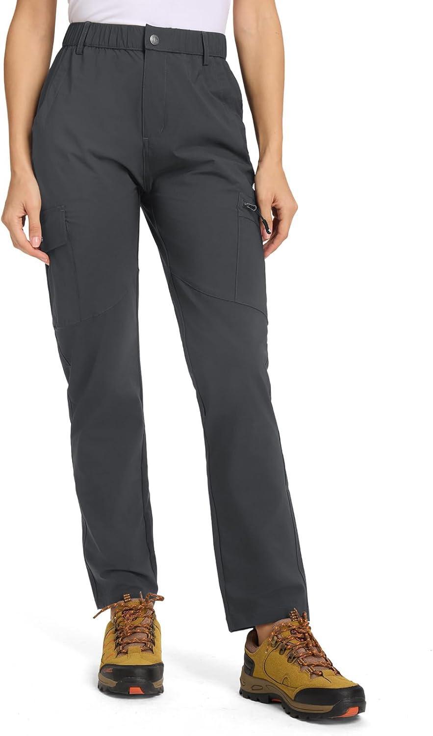 imageTBMPOY Womens Hiking Cargo Pants Lightweight Water Resistant Quick Dry Fishing Camping Travel Work Pant with 6 PocketsDark Grey