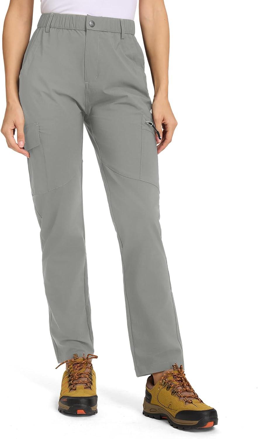 imageTBMPOY Womens Hiking Cargo Pants Lightweight Water Resistant Quick Dry Fishing Camping Travel Work Pant with 6 PocketsMedium Grey
