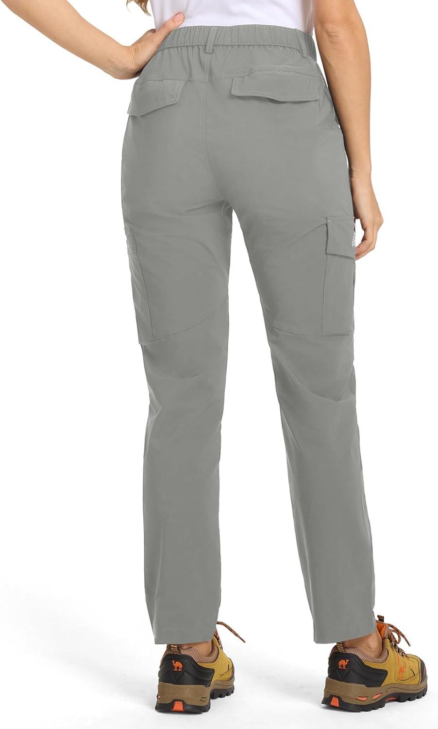 imageTBMPOY Womens Hiking Cargo Pants Lightweight Water Resistant Quick Dry Fishing Camping Travel Work Pant with 6 PocketsMedium Grey