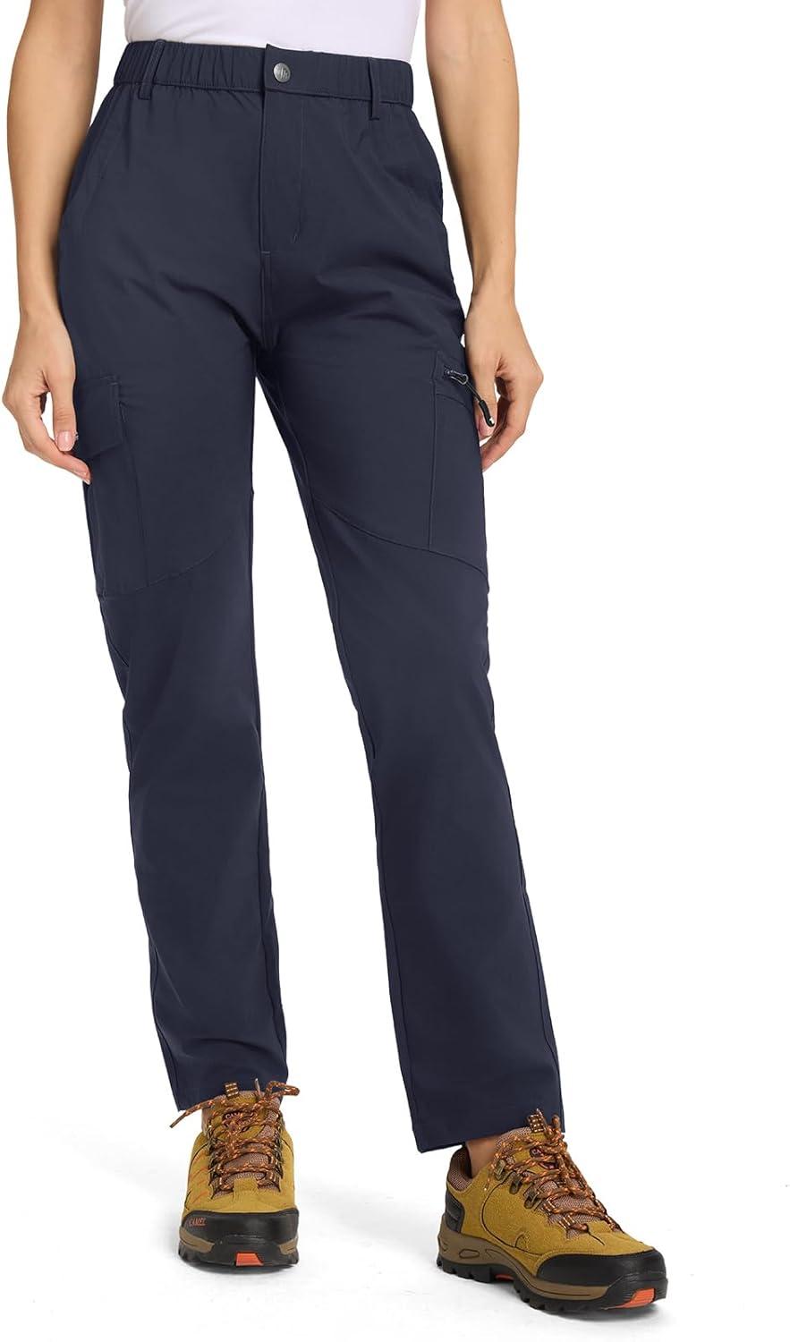 imageTBMPOY Womens Hiking Cargo Pants Lightweight Water Resistant Quick Dry Fishing Camping Travel Work Pant with 6 PocketsNavy