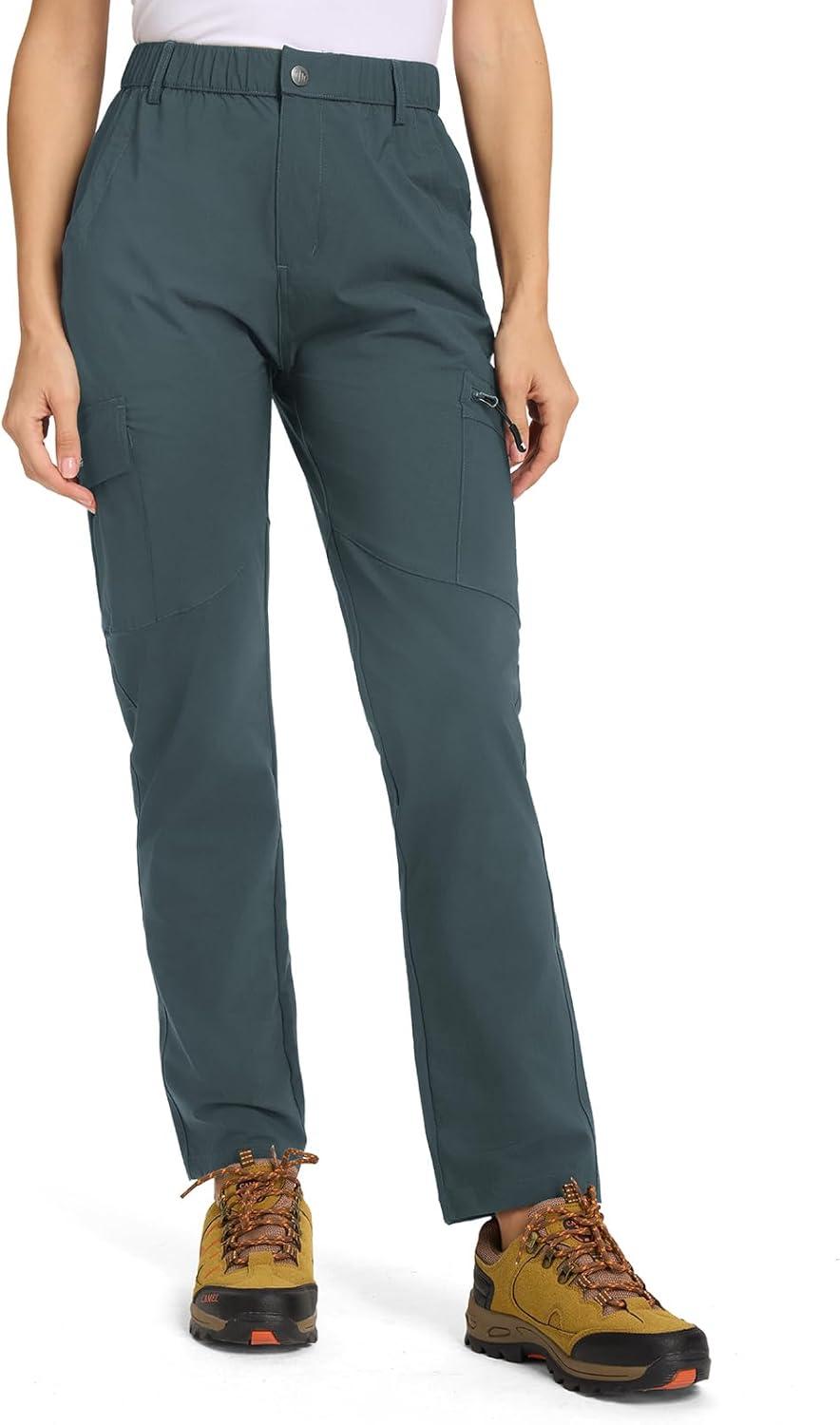 imageTBMPOY Womens Hiking Cargo Pants Lightweight Water Resistant Quick Dry Fishing Camping Travel Work Pant with 6 PocketsStone Blue